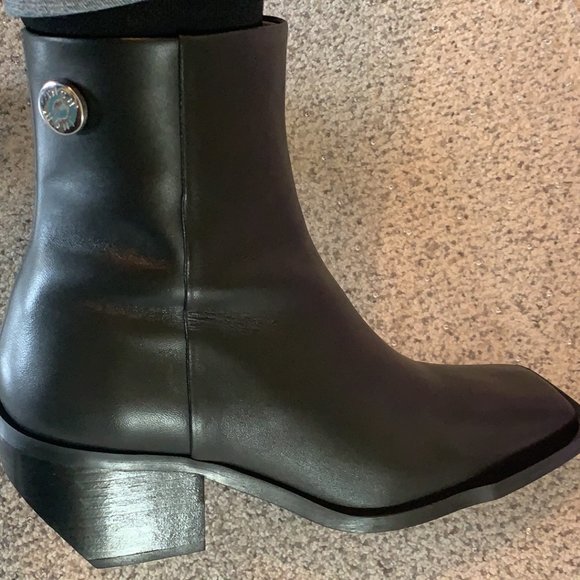 Black Leather Ankle Boot Size 10 (41) - Picture 6 of 7